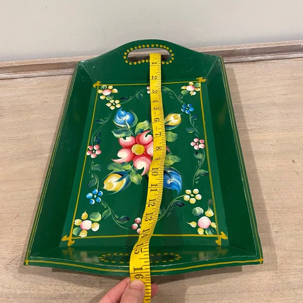 Hand Painted Vintage Wooden Tray | Floral Pattern